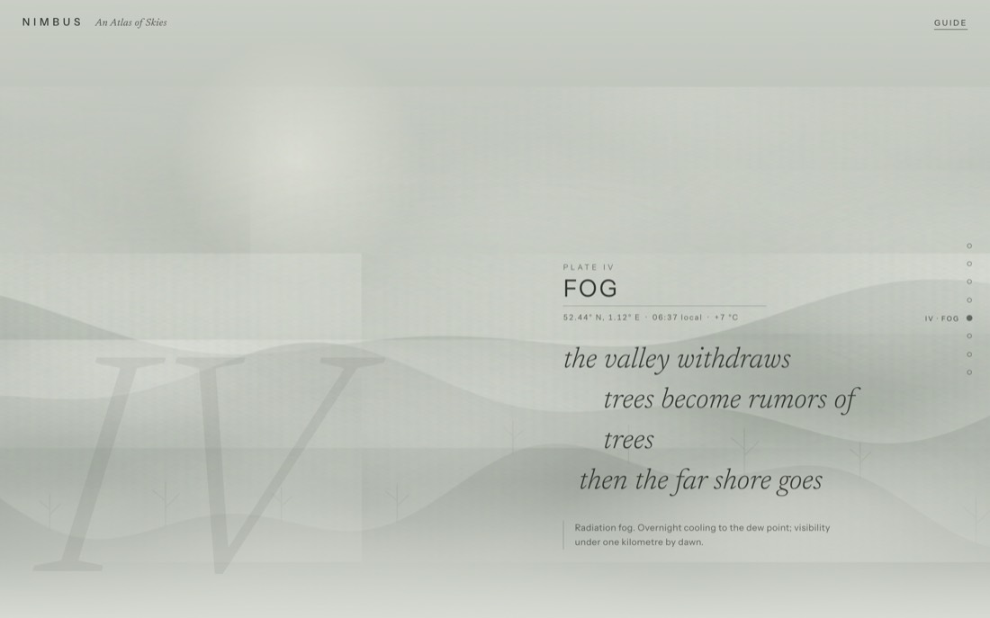 Pass one screenshot of Plate IV, Fog, with visible rectangular seams in the fog banks